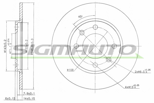 Disque de frein SIGMAUTO DBA263S