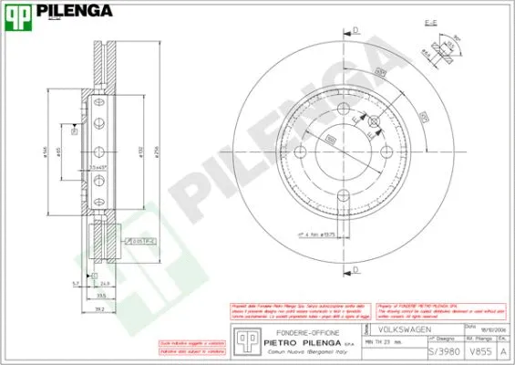 Disque de frein PILENGA V855