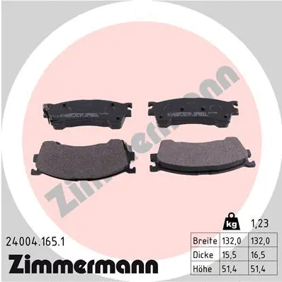 Kit de plaquettes de frein, frein à disque ZIMMERMANN 24004.165.1