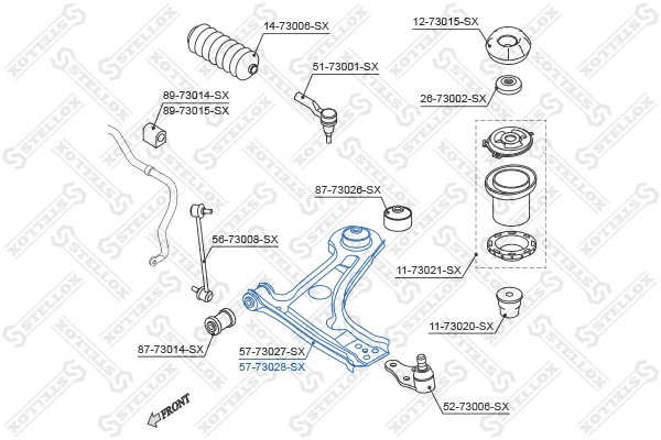 Bras de liaison, suspension de roue STELLOX 57-73028-SX