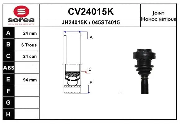 Jeu de joints, arbre de transmission EAI CV24015K