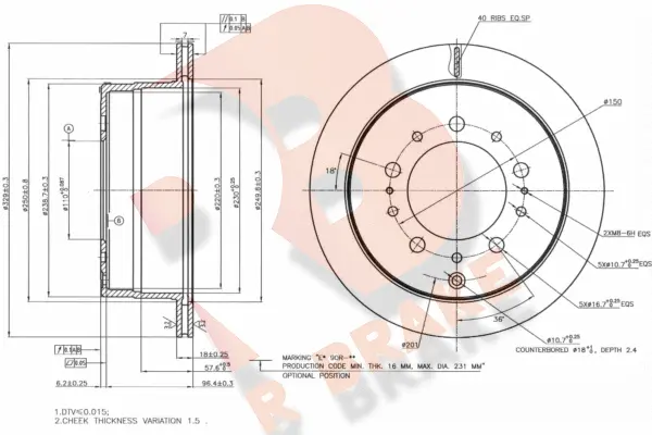 Disque de frein R BRAKE 78RBD11264