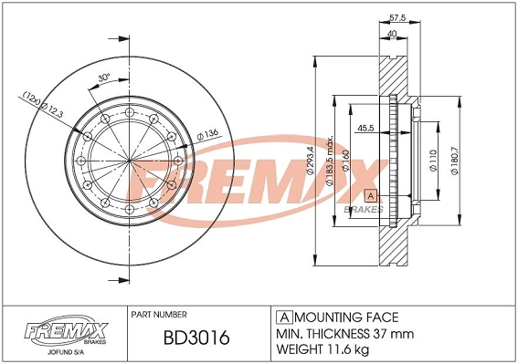 Disque de frein FREMAX BD-3016