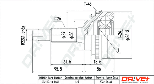 Jeu de joints, arbre de transmission Dr!ve+ DP2110.10.1461