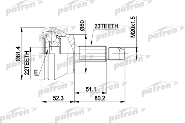 Jeu de joints, arbre de transmission PATRON PCV1156