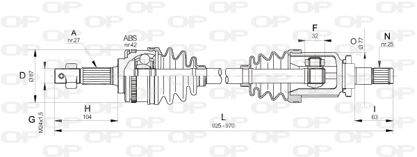Arbre de transmission OPEN PARTS DRS6326.00