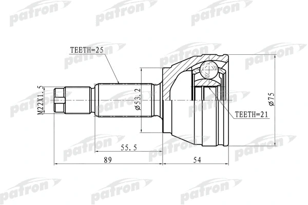 Jeu de joints, arbre de transmission PATRON PCV9105