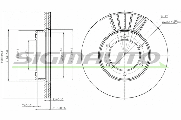 Disque de frein SIGMAUTO DBA800V