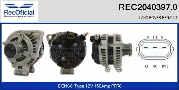 Alternateur RECOFICIAL REC2040397.0