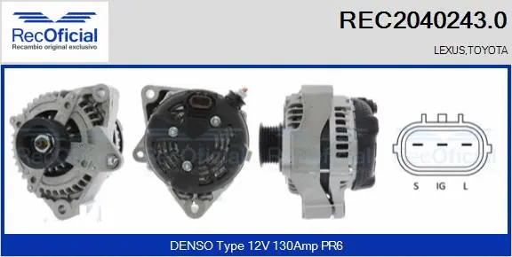 Alternateur RECOFICIAL REC2040243.0