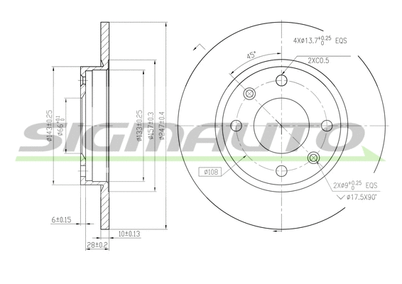 Disque de frein SIGMAUTO DBA059S