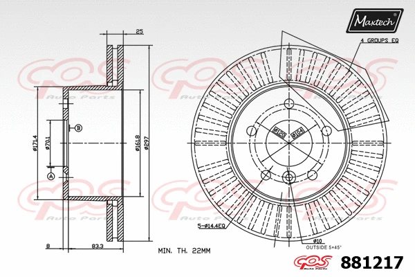 Disque de frein MAXTECH 881217