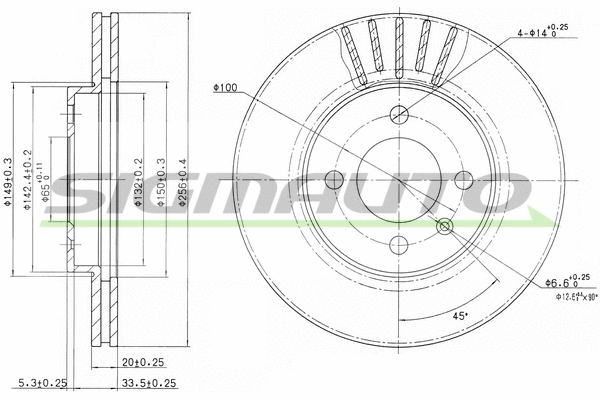 Disque de frein SIGMAUTO DBA207V