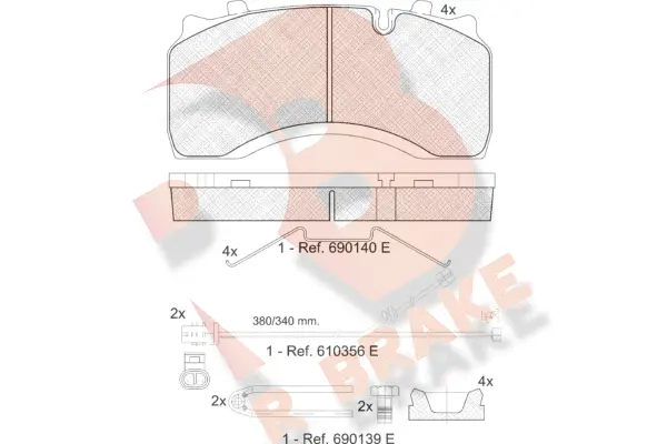 Kit de plaquettes de frein, frein à disque R BRAKE RB1430-124