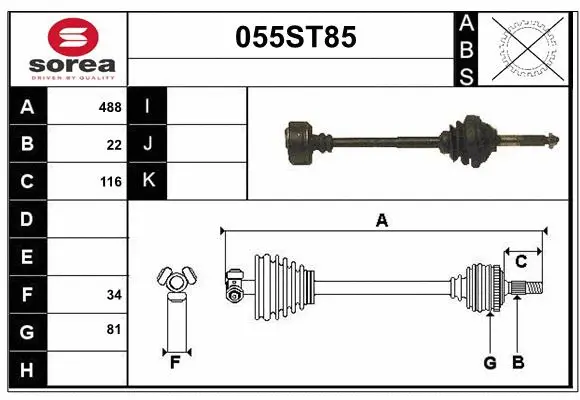 Arbre de transmission STARTCAR 055ST85