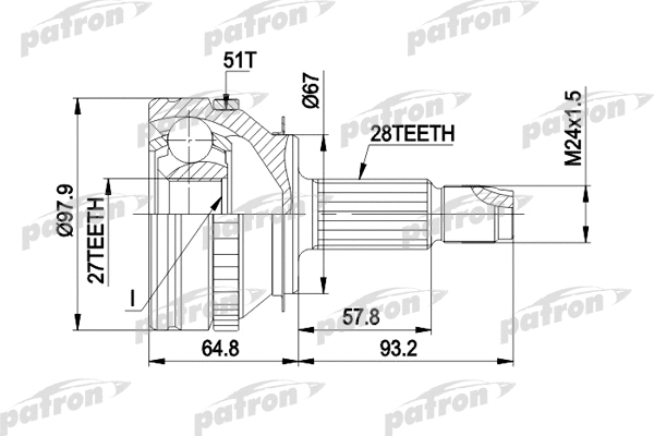 Jeu de joints, arbre de transmission PATRON PCV1371
