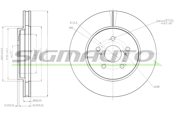 Disque de frein SIGMAUTO DBB544V