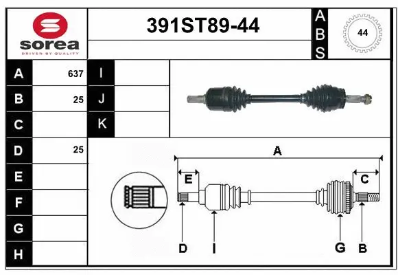 Arbre de transmission STARTCAR 391ST89-44