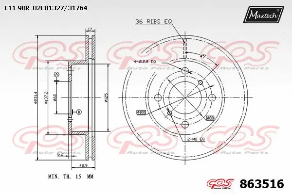 Disque de frein MAXTECH 863516
