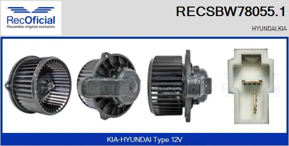 Pulseur d'air habitacle RECOFICIAL RECSBW78055.1