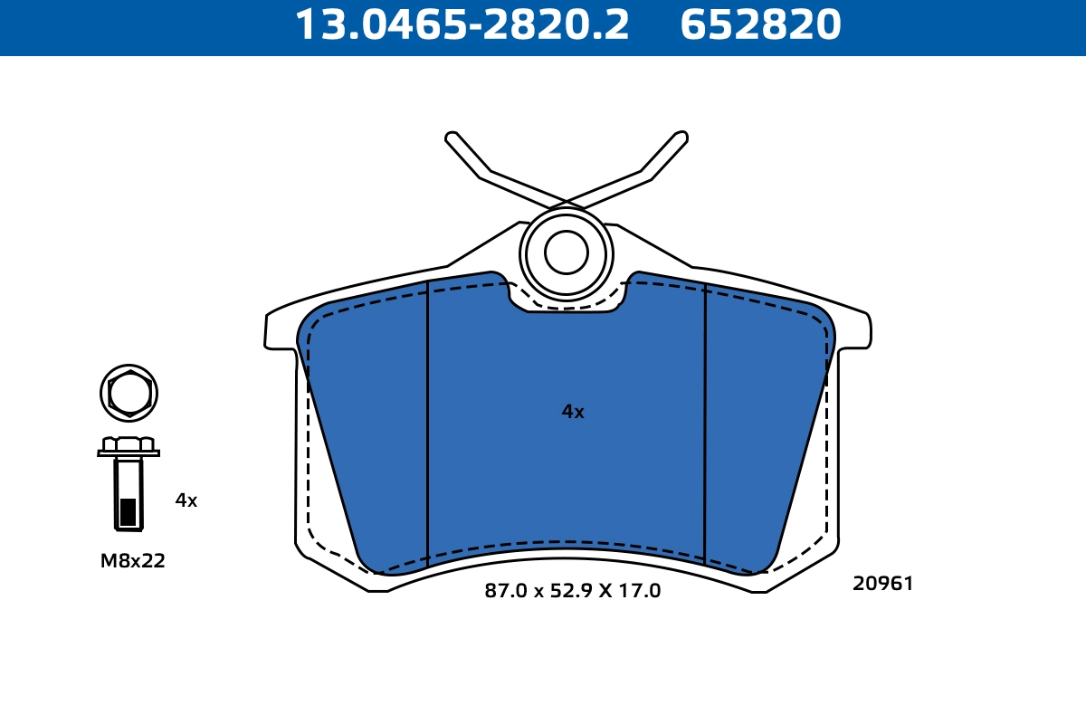 Kit de plaquettes de frein, frein à disque ATE-APAC 13.0465-2820.2