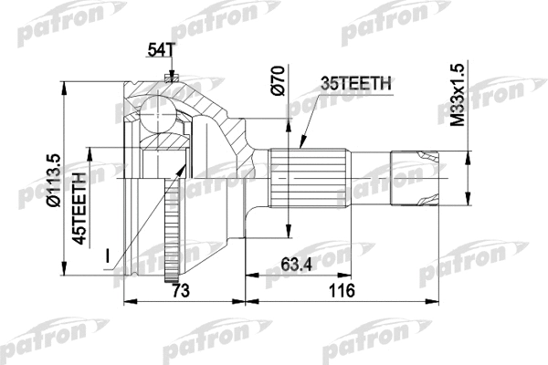 Jeu de joints, arbre de transmission PATRON PCV1236