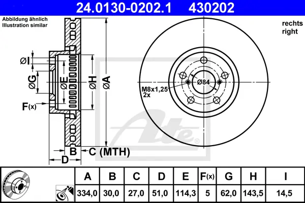 Disque de frein ATE-APAC 24.0130-0202.1