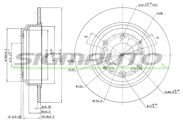 Disque de frein SIGMAUTO DBA672S