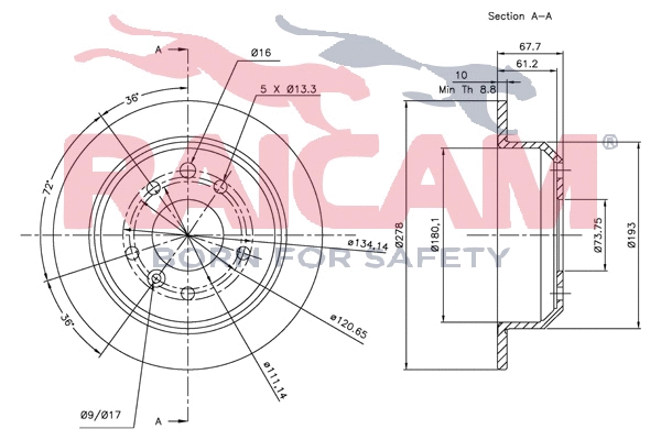 Disque de frein RAICAM RD00024
