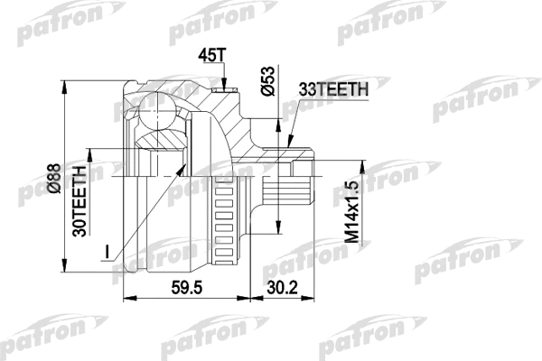 Jeu de joints, arbre de transmission PATRON PCV1239