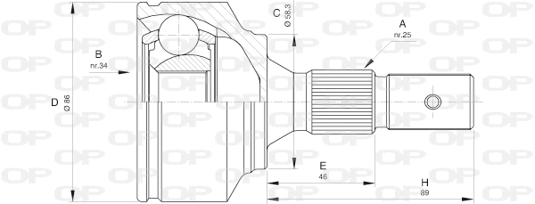 Jeu de joints, arbre de transmission OPEN PARTS CVJ5529.10