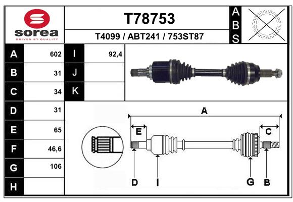 Arbre de transmission EAI T78753