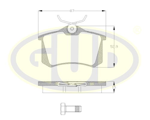 Kit de plaquettes de frein, frein à disque G.U.D. GBP880103