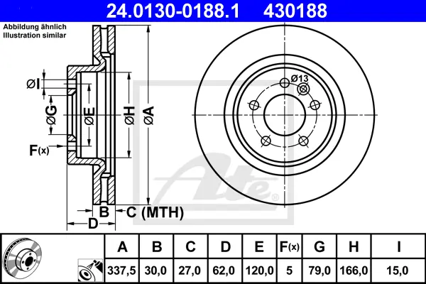 Disque de frein ATE-APAC 24.0130-0188.1
