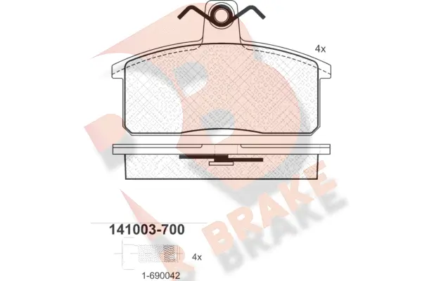 Kit de plaquettes de frein, frein à disque R BRAKE RB1003-700