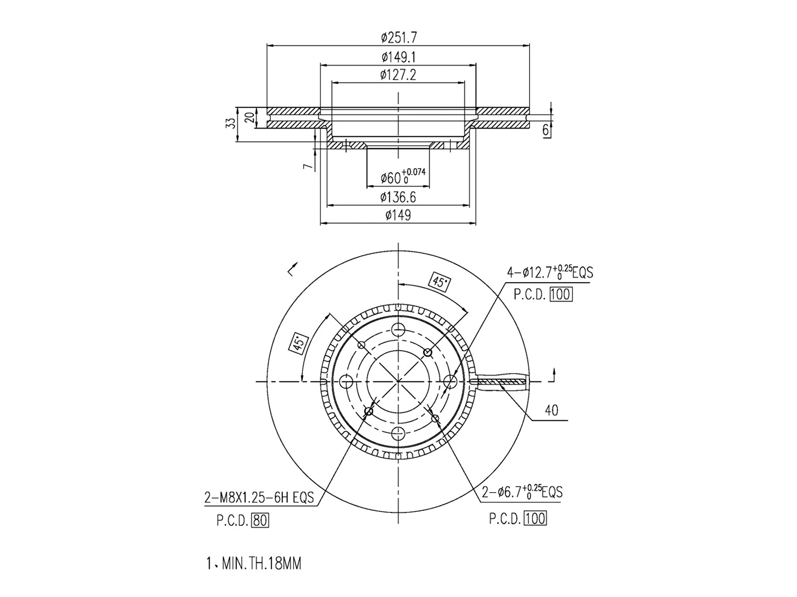 Disque de frein A.Z. Meisterteile AZMT-44-024-1257