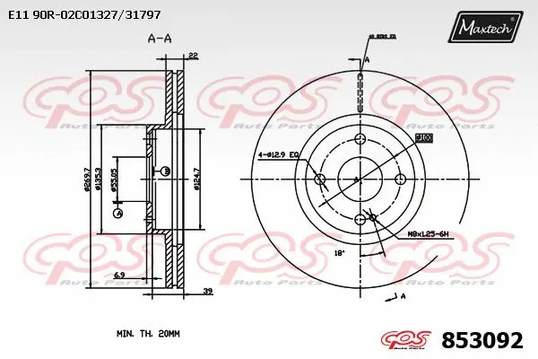 Disque de frein MAXTECH 853092