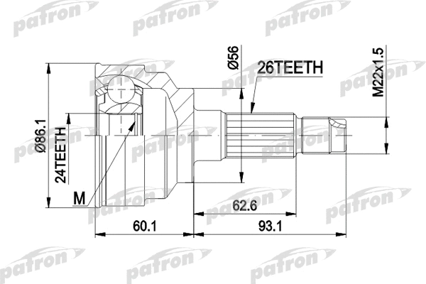 Jeu de joints, arbre de transmission PATRON PCV3025