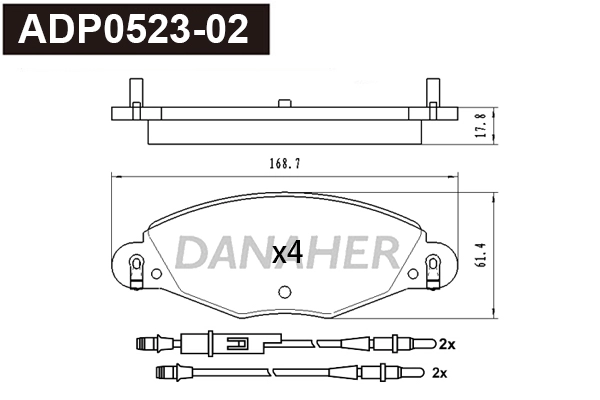 Kit de plaquettes de frein, frein à disque DANAHER ADP0523-02