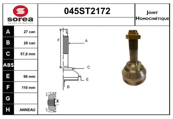 Jeu de joints, arbre de transmission STARTCAR 045ST2172