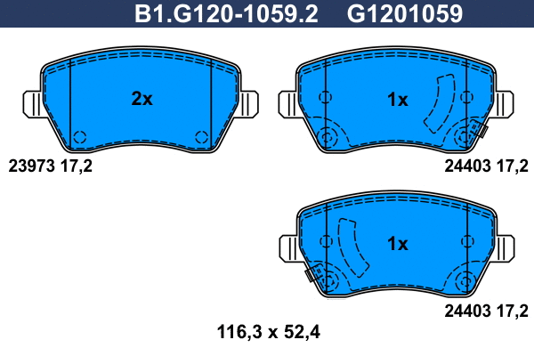 Kit de plaquettes de frein, frein à disque GALFER B1.G120-1059.2