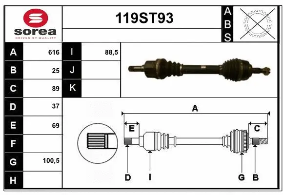 Arbre de transmission STARTCAR 119ST93