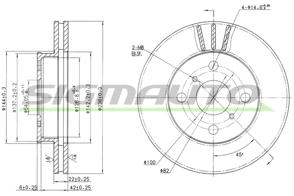 Disque de frein SIGMAUTO DBA408V