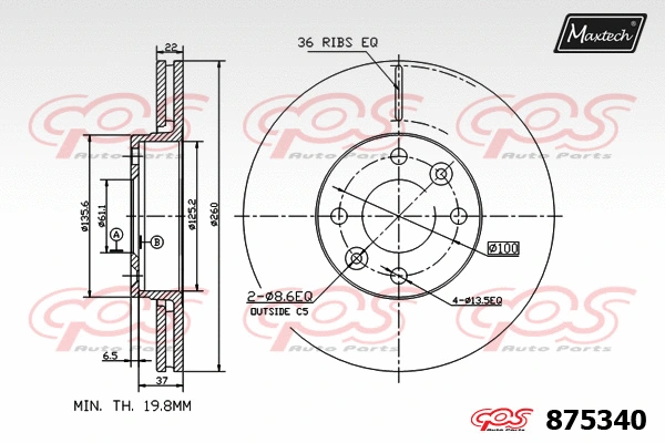Disque de frein MAXTECH 875340