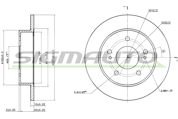 Disque de frein SIGMAUTO DBA549S