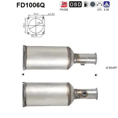 Filtre à particules / à suie, échappement AS FD1006Q