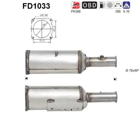 Filtre à particules / à suie, échappement AS FD1033