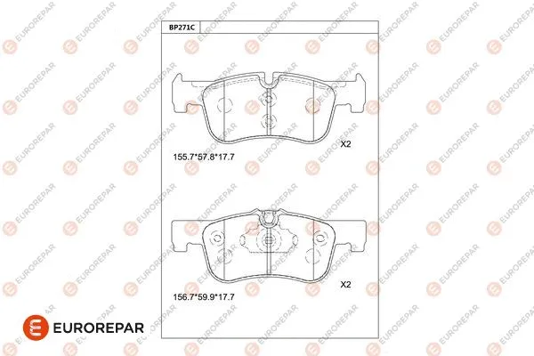 Kit de plaquettes de frein, frein à disque EUROREPAR 1681243880
