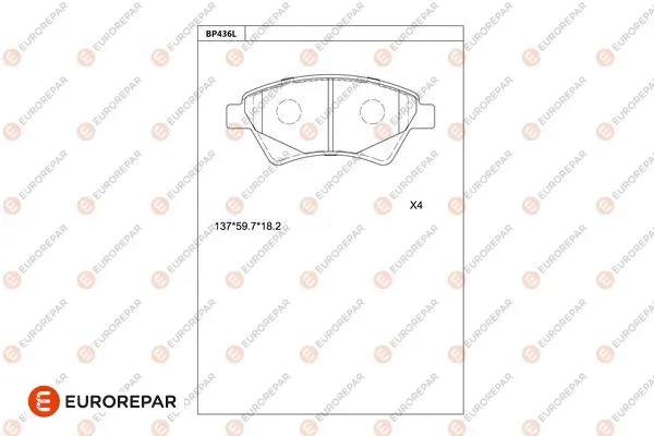 Kit de plaquettes de frein, frein à disque EUROREPAR 1681274680