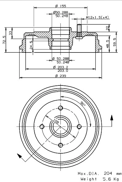Tambour de frein VILLAR 627.0062